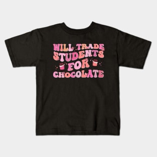Retro Teacher Valentine Will Trade Students For Chocolate Kids T-Shirt
